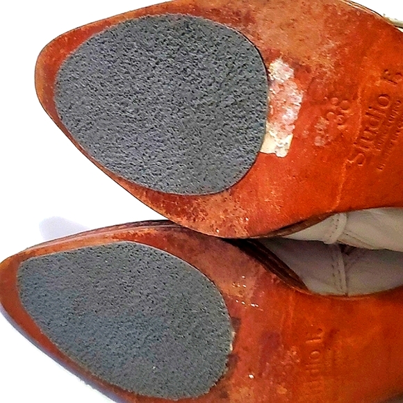 Studio F Boho Chic Cream Leather Ruched Heeled Boots Made in Colombia 8 - Picture 7 of 13